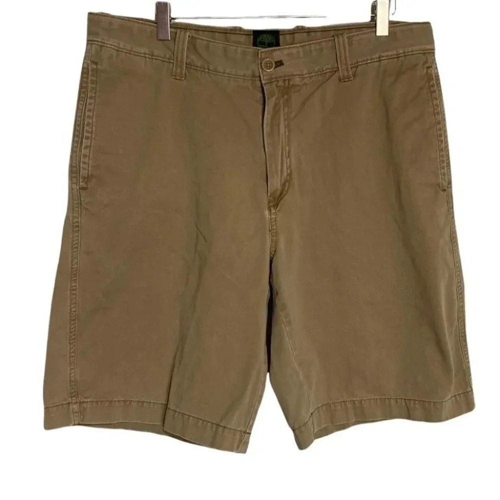 Timberland Chino Shorts 36 Brown Cotton Twill Casual Outdoor 5-Pocket